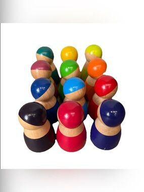 Wooden People Dolls No Face Lot of 12 Rainbow Learning Colorful Counting Toddler